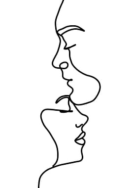 Minimalist Line Art: Couple in Love