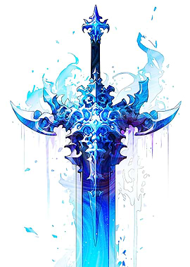 Ornate Blue Fantasy Sword Illustration