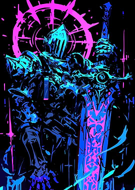 Neon Knight with Sword