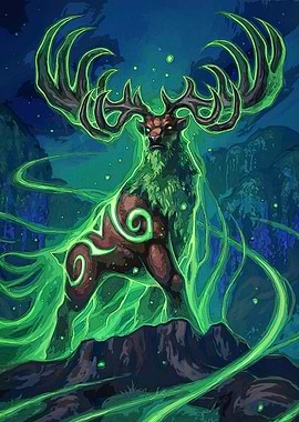 Glowing Deer Fantasy Landscape