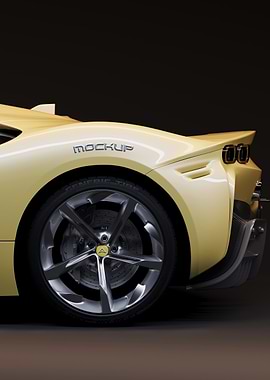 Yellow Sports Car Mockup Detail