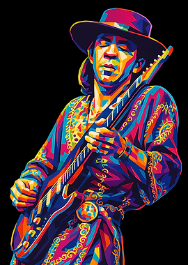 Stevie Ray Vaughan Colorful Portrait