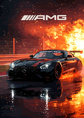 AMG Race Car on Fire