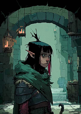 Elf Warrior in Stone Dungeon