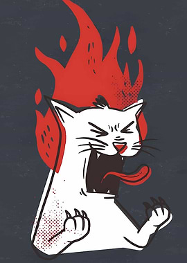 Angry Cat with Flames