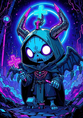 Neon Cyberpunk Grim Reaper