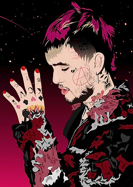 Lil Peep Portrait with Tattoos