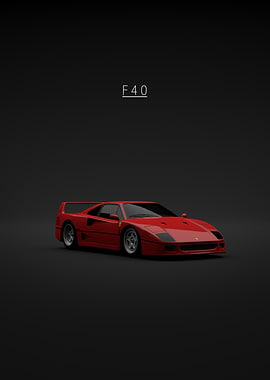 Red Ferrari F40 on Black Background