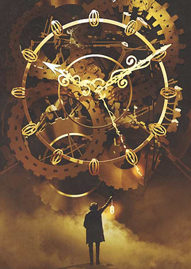 Steampunk Clockwork Man with Lantern
