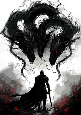 Knight facing dragon