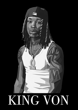 King Von Portrait - Low Poly Art