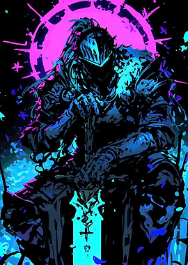 Armored Knight with Sword Digital Art