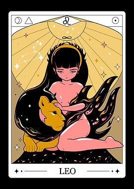 Leo Zodiac sign. Tarot Card Art Poster