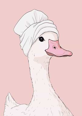 Duck with towel on head