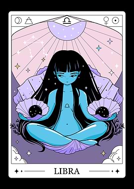 Libra Zodiac sign. Tarot Card Art Poster