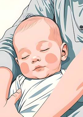 Sleeping Baby in Arms Illustration