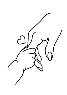 Mother and Child Hand line art