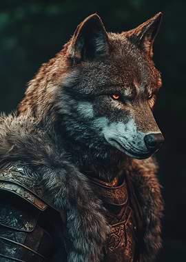 Armored Wolf Warrior Portrait