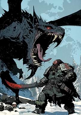 Dwarf Warrior Dragon