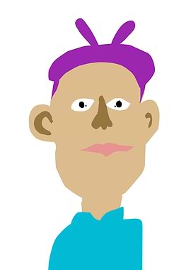 Cartoon Portrait with Purple Hair
