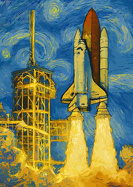 Space Shuttle Launch Van Gogh Style