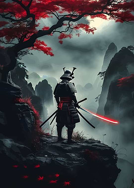 Samurai Warrior in Mountain Landscape