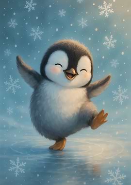 Happy Penguin on Ice