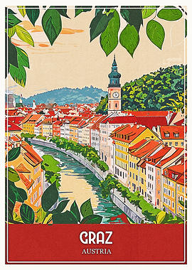 Graz Austria Travel Poster
