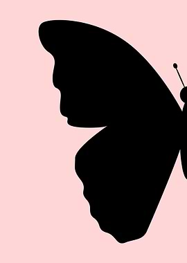Butterfly Silhouette on Pink Background