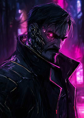 Cyberpunk Character with Glowing Eyes