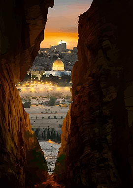 Jerusalem at Sunset from Cave View