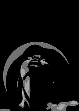 Monochrome Woman with Hat Illustration