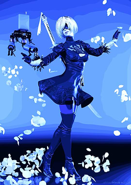 2B Nier Automata Pixel Art