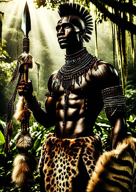 African Warrior in Jungle