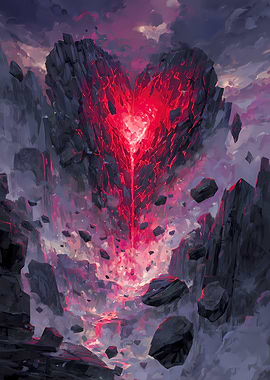 Heart-Shaped Rock Formation with Lava Flow