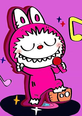 Singing Pink Cartoon Labubu