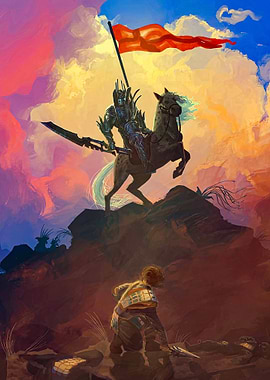 Fantasy Knight on Horseback Painting Stormlight