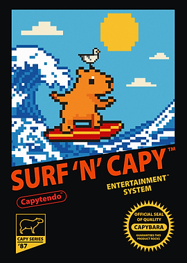 Surf 'N' Capy - Capybara Meme Pixel Art