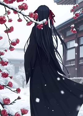 Anime Girl in Winter Landscape