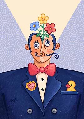 A man with Floral Mind in a Suit