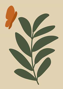 Butterfly and Leaf Minimalist Art