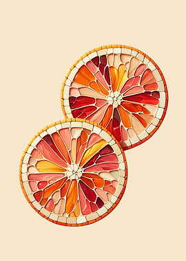 Mosaic Orange Halves – Vibrant Citrus Wall Art