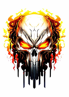Fiery Skull Digital Art