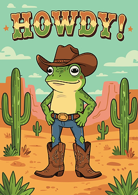 Frog Cowboy in Desert Landscape