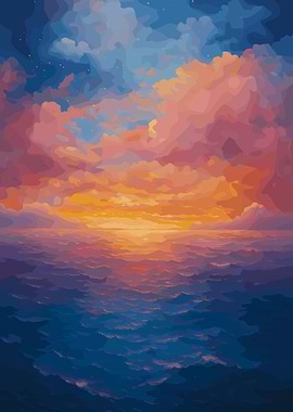 Ocean Sunset Painting