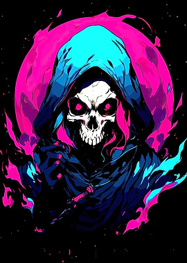 Neon Grim Reaper Illustration