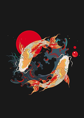 Koi Fish Yin Yang Illustration