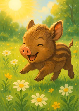 Happy Piglet in a Meadow