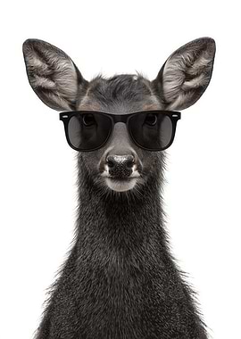Cool Tufted Deer with Sunglasses Portrait