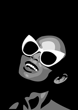 Woman with Sunglasses in Black and White